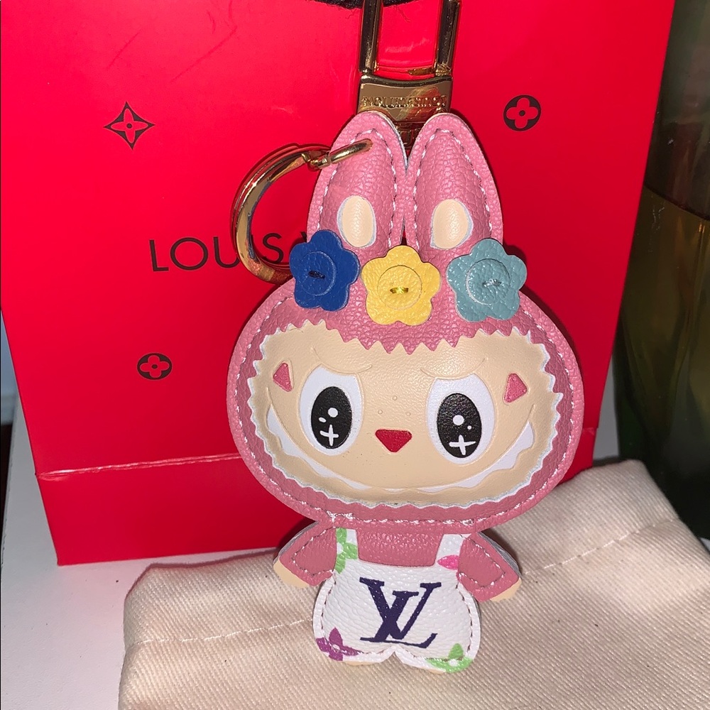 Louis Vuitton Pink Bunny Flower Leather Key Charm